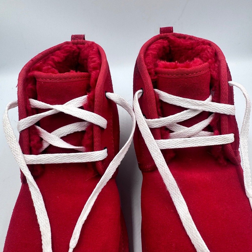 UGG NEUMEL CHUKKABOOTS Womens Size 6 Red Suede Shearling Lined Lace Up 1017320K - Picture 11 of 12